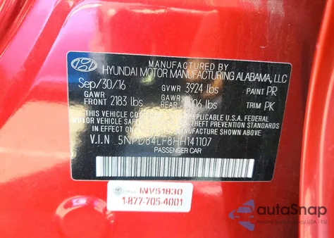 2017 Hyundai Elantra Se from USA, damaged, VIN 5NPD84LF8HH141107